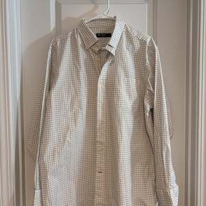 Cremieux Classics Men's Plaid Button-Down Shirt, White-Tan, Size Large